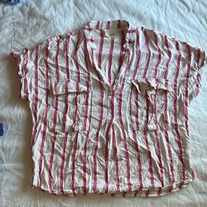 Maeve Anthropologie pink striped shirt